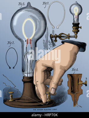 Edison Electric Light, Carbon-Glühlampe, 1880 Stockfoto