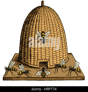 SKEP Bienenstock, 17. Jahrhundert Stockfoto