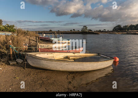 Boote am Auzance River in Brem-Sur-Mer, Frankreich Stockfoto