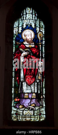 Sankt Nikolaus Glasmalerei, St. Nicholas Church, Alcester, Warwickshire, England, UK Stockfoto