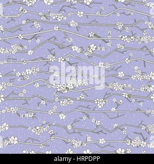 Abstrakte Sakura Musterdesign. Floral Zweig mit Blumen. Stock Vektor