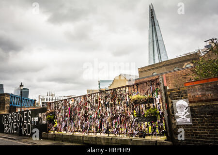 Cross Bones ist eine stillgelegte Beerdigung Boden in London Borough of Southwark Stockfoto