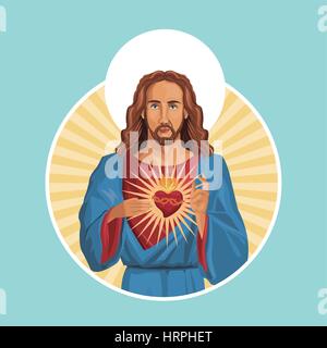 Jesus Christus Herz-label Stock Vektor