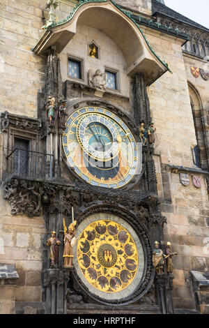 Die astronomische Uhr, altes Rathaus, historische Zentrum von Prag, UNESCO Welt Kulturerbe Website, Tschechische Republik, Europa Stockfoto