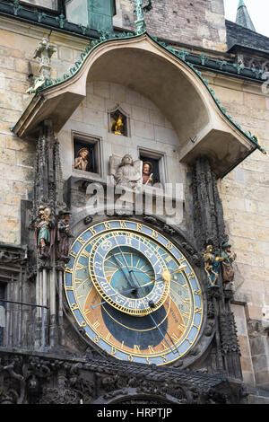 Die astronomische Uhr, altes Rathaus, historische Zentrum von Prag, UNESCO Welt Kulturerbe Website, Tschechische Republik, Europa Stockfoto