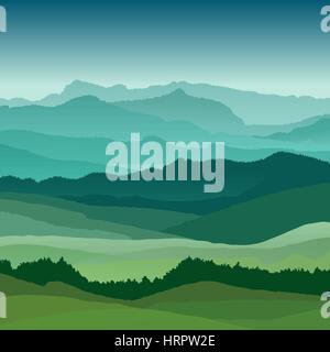 Flache Landschaft Abbildung. Schöne Hügel, Vektor-design Stock Vektor