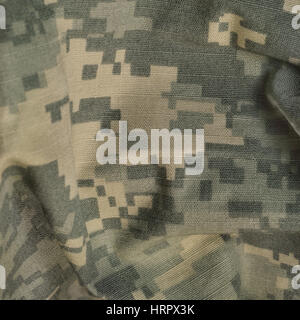 Universelle Camouflage-Muster, Armee gegen einheitliche digital Camo, USA militärische ACU Makro Nahaufnahme, detaillierte große Rip-Stop Gewebe Textilhintergrund Stockfoto