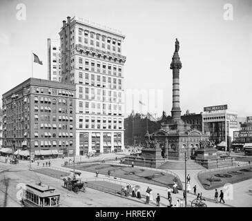 Stadtplatz mit Soldiers and Sailors' Monument, Cleveland, Ohio, USA, Detroit Publishing Company, 1900 Stockfoto