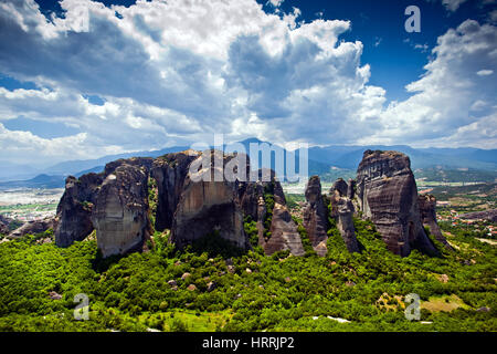 Griechenland Meteora-Felsen-Formationen-Panorama-Ansicht Stockfoto