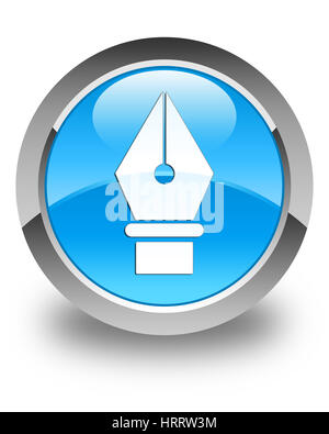 Stift-Symbol isoliert auf die Runde Schaltfläche abstrakte Abbildung blau glänzend cyan Stockfoto