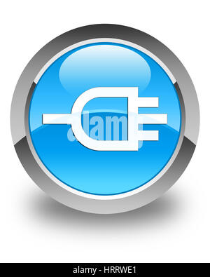 Symbol auf glänzende Cyan blau runden Knopf abstrakte Abbildung isoliert zu verbinden Stockfoto
