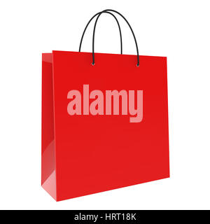 Rote Einkaufstasche isoliert auf weißem Hintergrund 3D-Rendering Stockfoto