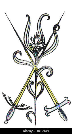 Tarot-Tattoo-Stil-Strichzeichnungen Stockfoto