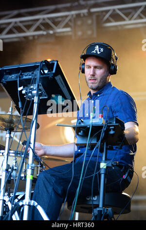 BARCELONA - 13 JUN: Bonobo (Musiker, Produzent und DJ) Auftritt beim Sonar Festival am 13. Juni 2014 in Barcelona, Spanien. Stockfoto