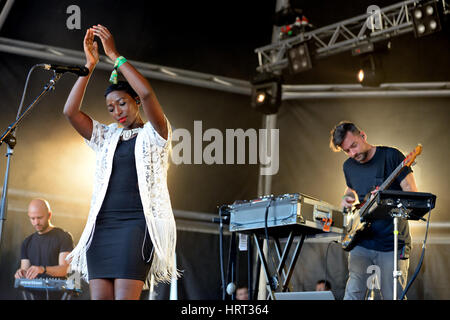 BARCELONA - 13 JUN: Bonobo (Musiker, Produzent und DJ) Auftritt beim Sonar Festival am 13. Juni 2014 in Barcelona, Spanien. Stockfoto