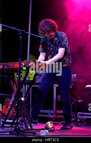 BARCELONA - SEP 19: Islet (Psychedelic-pop-Band) Leistung beim Barcelona Accio musikalische (BAM) La Merce Festival am 19. September 2014 in Barcelona, Spa Stockfoto