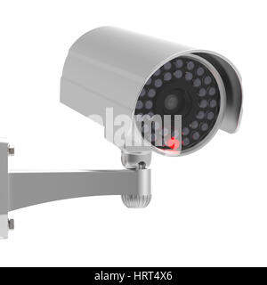 CCTV Überwachungskamera auf weißem Hintergrund 3D-Rendering Stockfoto