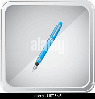 Emblem-blaue Kugelschreiber-Symbol Stock Vektor