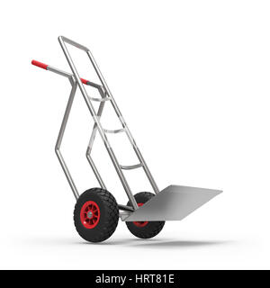 Sackkarre auf weißem Hintergrund 3D-Rendering Stockfoto