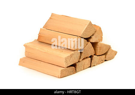 Brennholz isoliert auf weißem Hintergrund Stockfoto