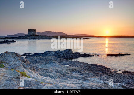 Turm von La Pelosa in Stintino, Sardinien, Italien Stockfoto