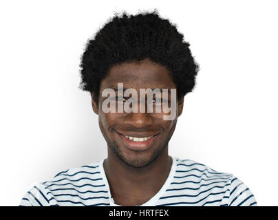 Afrikanischer Herkunft Mann lächelnd Konzept Stockfoto