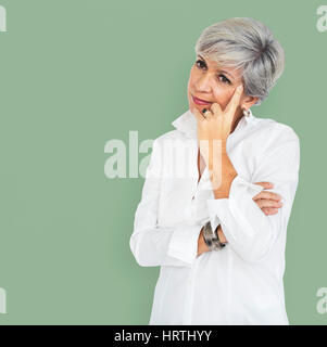 Reife Frau tiefe Gedanken Konzept Stockfoto