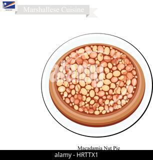Marshallesisch Küche, traditionelle Macadamia-Nuss-Torte. Tha National Gericht der Marshall-Inseln. Stock Vektor