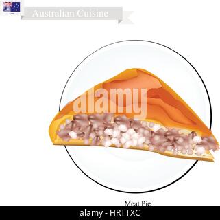 Australische Küche, traditionelle Fleisch Kuchen oder eine Torte gefüllt mit Hackfleisch. Ein nationales Gericht von Australien. Stock Vektor