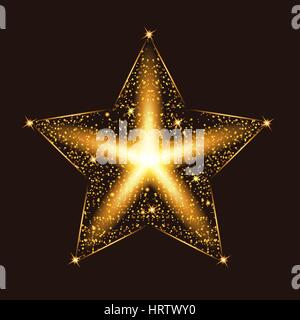 Gold Glanz Glitter Sterne mit Partikeln. Licht-Effekte. Vektor-Illustration. Stock Vektor
