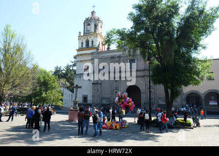 Kirche San Juan Bautista, Coyoacan, Mexiko City, Mexiko. Stockfoto