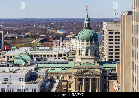 Indianapolis - ca. März 2017: Indiana State House und Kuppel des Kapitols. Es beherbergt den Gouverneur, der Montage und der Supreme Court IV Stockfoto