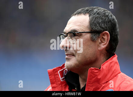 Rom, Italien. 4. März 2017. NapoliÕs Trainer Maurizio Sarri wartet auf den Beginn der Serie A-Fußballspiel zwischen Roma und Napoli im Olympiastadion. Napoli gewann 2: 1. Bildnachweis: Isabella Bonotto/Pacific Press/Alamy Live-Nachrichten Stockfoto