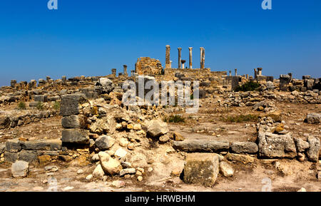 Ruinen der antiken römischen Stadt Volubilis, Meknes, Marokko Stockfoto