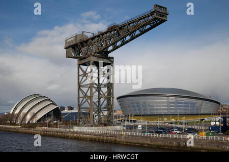 Glasgow Hafengebiet, zeigen die Finnieston Crane, die SSE Hydro, Gebäude und dem Clyde Auditorium. Stockfoto