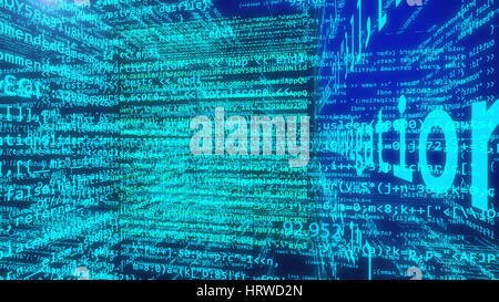 3D Darstellung der Daten Code Digitaltechnik. Programmierung-Code Konzept. Stockfoto