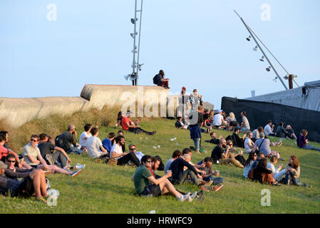 BARCELONA - 29 Mai: Menschen bei Primavera Sound Festival 2015 am 29. Mai 2015 in Barcelona, Spanien. Stockfoto