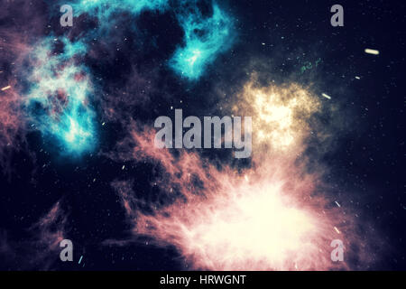 Universum voller Sterne, Nebel und Galaxy, Platz Staub im Universum, schönen Hintergrund mit Sternen. 3D-Rendering Stockfoto