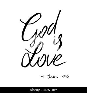 Gott ist Liebe-Zitat. Schriftzug. Ersten Brief des Johannes Stock Vektor