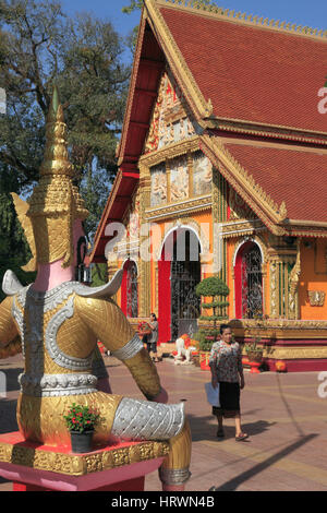 Laos, Vientiane, Wat Si Muang, buddhistische Tempel, Stockfoto