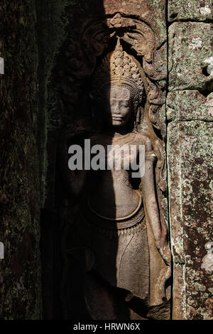 Apsara Relief in Angkor Thom, Siem Reap, Kambodscha. Stockfoto