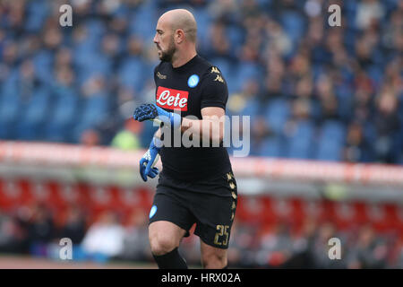 Stadio Olimpico, Rom, Italien. 4. März 2017. Serie A Fußball. AS Rom gegen Napoli. Reina in Aktion während des Spiels. Bildnachweis: Marco Iacobucci/Alamy Live-Nachrichten Stockfoto