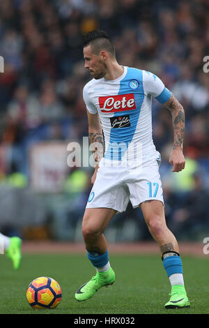 Stadio Olimpico, Rom, Italien. 4. März 2017. Serie A Fußball. AS Rom gegen Napoli. Hamsik in Aktion Durin das Match. Bildnachweis: Marco Iacobucci/Alamy Live-Nachrichten Stockfoto