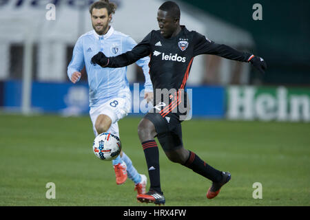 Washington, DC, USA. 4. März 2017. D.C. United forward Patrick Nyarko (12) im RFK Stadium in Washington, DC auf Samstag, 4. März 2017. Bildnachweis: Das Foto Zugang/Alamy Live-Nachrichten Stockfoto