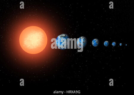 Die Zwerg-System 7 Erde wie Exoplaneten im Orbit um ihn herum "Trappisten" genannt. Stockfoto