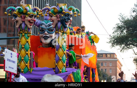 Krewe fo schweben Freret Karneval auf der Parade in New Orleans Stockfoto