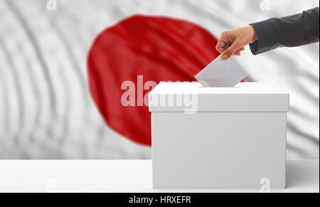 Wähler auf einen Verzicht auf Japan Flagge Hintergrund. 3D illustration Stockfoto