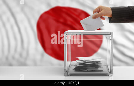 Wähler auf einen Verzicht auf Japan Flagge Hintergrund. 3D illustration Stockfoto