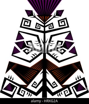 Geometrische Kunst-Komposition mit Blumen und Vögel. Stock Vektor