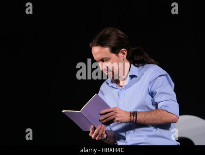 Pablo Iglesias co-Gründer-Führer der Partei Podemos in Spanien Stockfoto